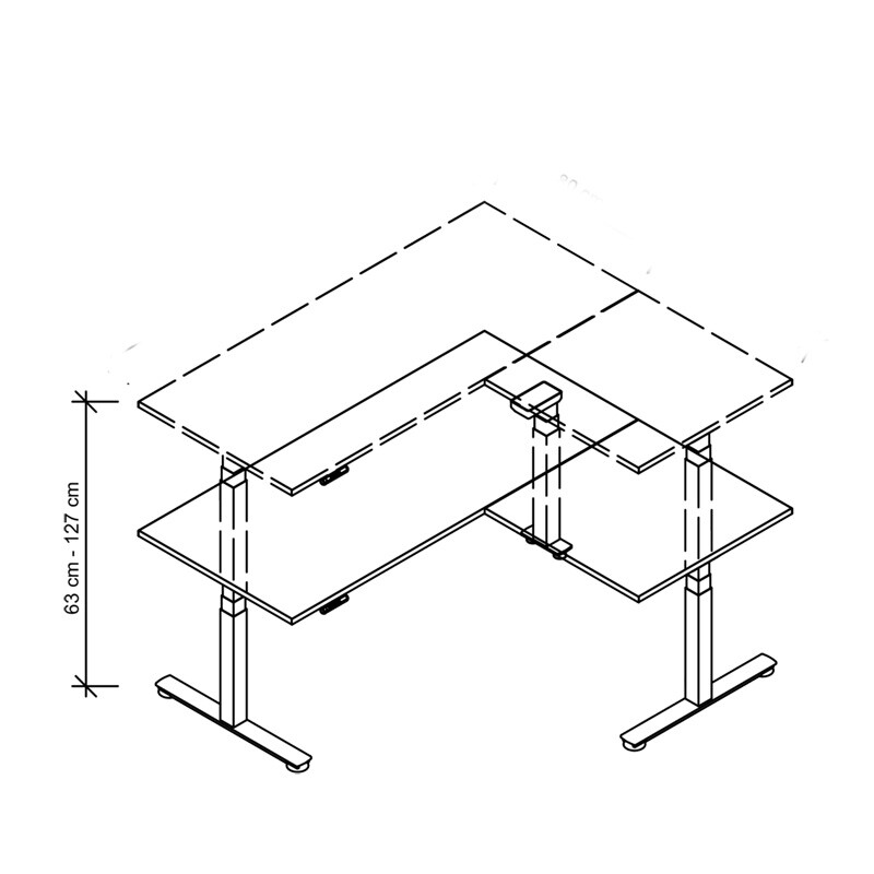 Hammerbacher Serie XDSMW - Darstellung - Höhenverstellbarkeit