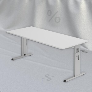 Hammerbacher Schreibtisch OS19 180x80cm Lichtgrau/Silber...