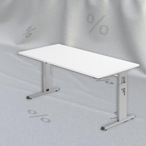 Hammerbacher Schreibtisch OS16 160x80cm Weiß/Silber - Aktionsmodell