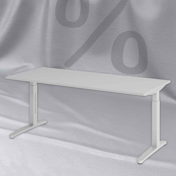 Hammerbacher Schreibtisch XB19 180x80cm Lichtgrau/Silber - Aktionsmodell