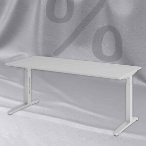 Hammerbacher Schreibtisch XB19 180x80cm Lichtgrau/Silber...